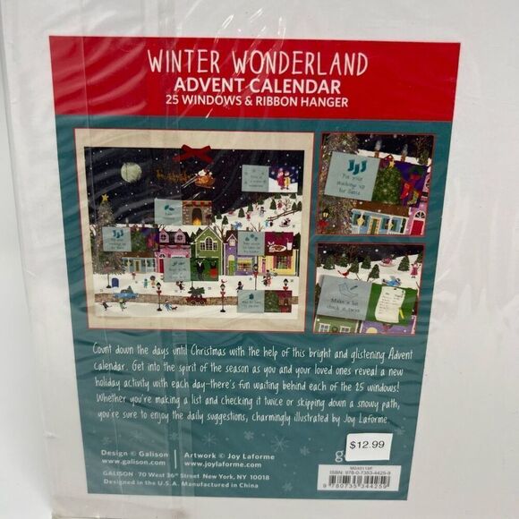 Advent Calendar Winter Wonderland Galison Design 25 Windows Ribbon Hanger NWT - Picture 12 of 15